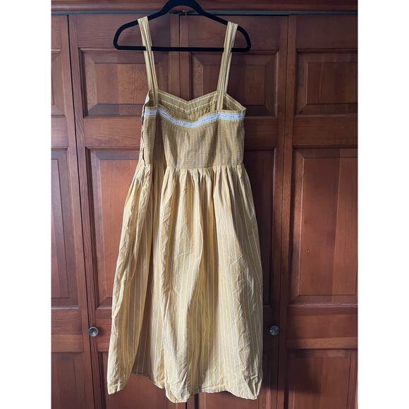 The Great Women's Striped Laurel Midi Dress Sleeveless Yellow/White Size 3 (L) - Picture 7 of 16